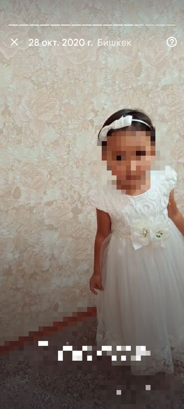 детские вечерние платья на прокат: Детское платье, цвет - Белый, Б/у