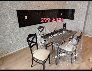 Masa və oturacaq dəstləri: Mətbəx üçün, Yeni, Açılmayan, Dördbucaq masa, 4 stul — 8