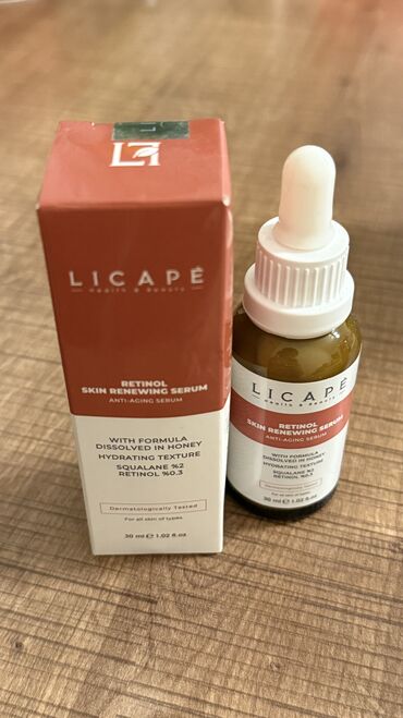 Bədənə qulluq: Licapenin orginal retinol serumu acilmamis pakofka uz derisindeki