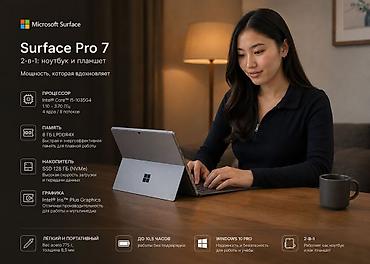 Ноутбуки Microsoft: Microsoft Surface Pro 7 — 2‑в‑1: ноутбук и планшет Ключевые — 2