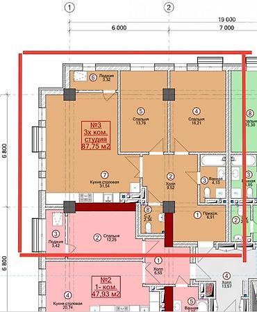 эко комплекс: 3 комнаты, 88 м², Ботанический сад Элитка, 8 этаж, ПСО (под самоотделку) — 3