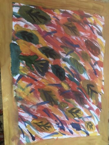 лейка садовая: Абстрактная картина «золотая осень » - Ручная работа, гуашь/акрил по