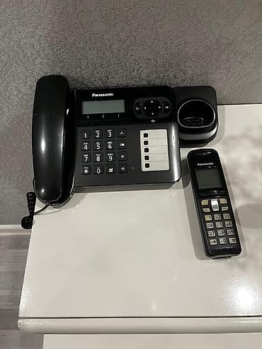 simli telefonlar: Panasonic ofis/ev telefon dəsti – masaüstü simli aparat + simsiz bor — 2