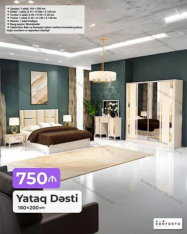 Ev və bağ: Yataq Dəsti – 160×200 sm Komplektasiya: - Çarpayı: 1 ədəd, 160×200 sm — 1