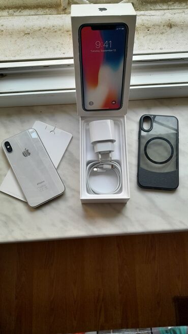 кнопочный телефон apple: IPhone X, 64 GB, White Titanium, Sənədlərlə