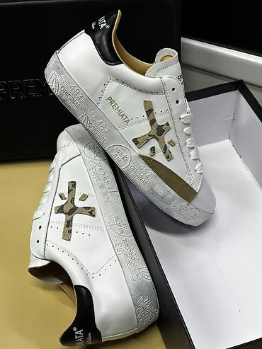 Кроссовки и спортивная обувь: Кроссовки Premiata White Air - Модель: низкие кеды из гладкой белой — 4