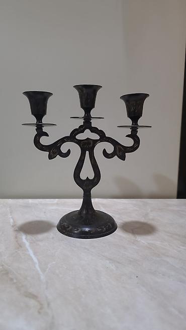 wam: Metall üçşamlı Hindistan şamdan. - Material: tökmə metal (qara/bronz — 1