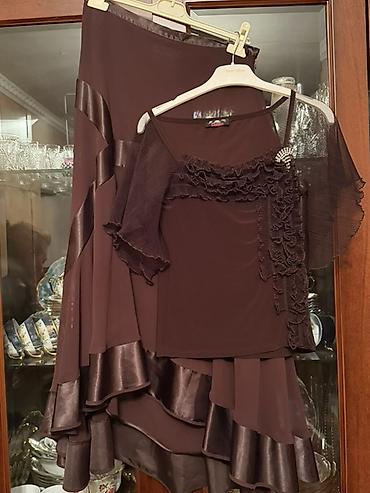 Dəstlər, kostyumlar: Qadın geyim dəsti və paltarlar 1) Qəhvəyi şifon 2 hissəli dəst - — 19