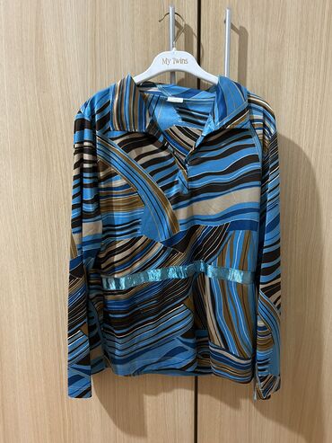 голубая шифоновая блузка: L (EU 40), цвет - Голубой