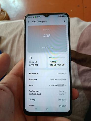 dubai version iphone: Oppo A38, 128 GB, rəng - Qızılı, Barmaq izi — 3