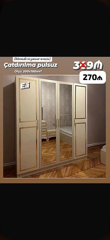 paltar dolabl: Üç qapılı aynalı dolab - Ölçü: 200 x 160 x 47 sm - Rəng və üslub — 1