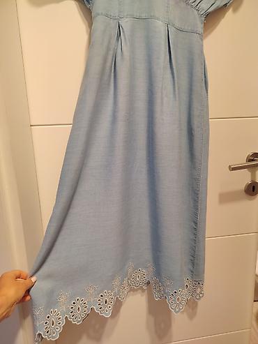 prsluk s: Plava midi haljina od laganog teksasa (Zara) - Kroj: lepršava silueta — 3