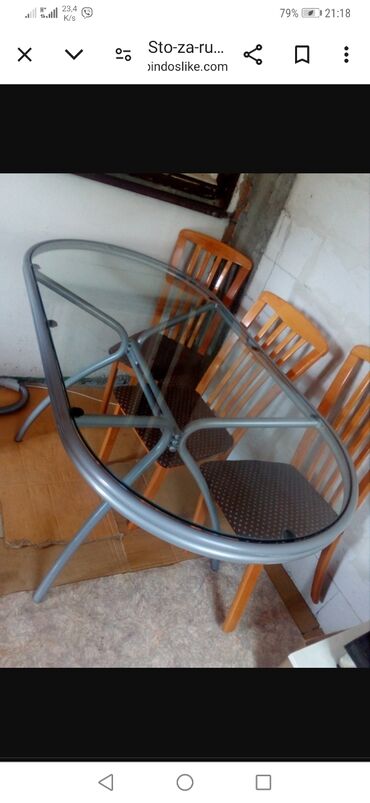 barski sto: Dining tables, Rectangle, Glass, Used
