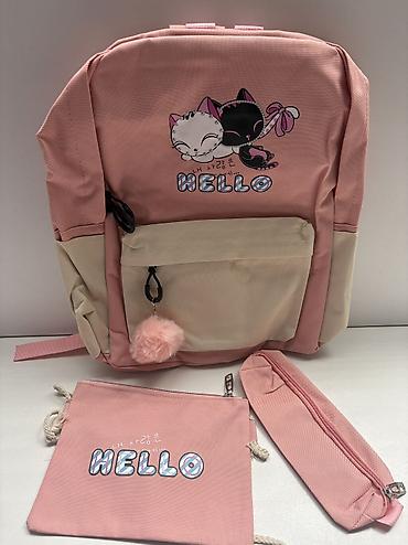 qız it adlari: Qızlar üçün pişikli Hello məktəb çantası dəsti Dəstə daxildi: 🎀 — 1