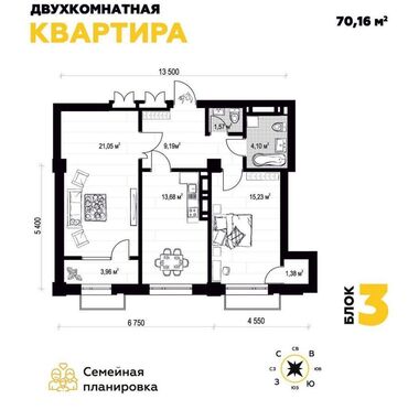 family house бишкек: 2 бөлмө, 71 кв. м, Элитка, 15 кабат, ПСО (өзү оңдоп түзөтүп бүтүү үчүн)