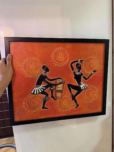 boya seti: Dekorativ tablo – Afrika rəqs və nağara motivi - Texnika: akril boya — 1