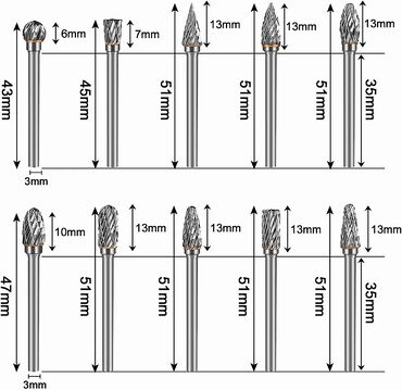 Digər alətlər: Yonmaq üçün ucluqlar, həm taxta üçün olanı var həm metal üçün olanı — 5