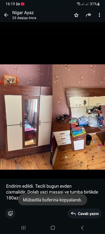 ütü masası şkaflı: Endirim edildi. Tecili bugun evden cixmalidir. Dolab yazi masasi ve