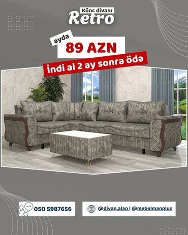 Divanlar: Künc divan, Yeni, Açılan, Bazalı, Parça, Çatdırılma yoxdur — 12