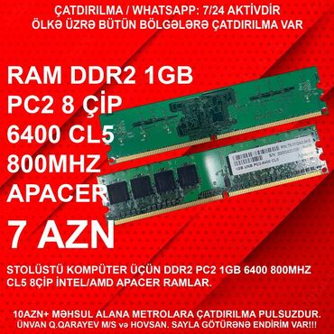 Operativ yaddaş (RAM): Operativ yaddaş (RAM) 1 GB, < 1333 Mhz, DDR2, PC üçün