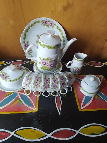 nimçə: Çay dəsti, rəng - Ağ, Farfor — 1