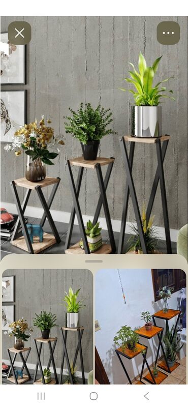 Bitkilər üçün dibçəklər: Taxta bitki stendləri və saksı dayaqları - Material: təbii ağac. Açıq — 23