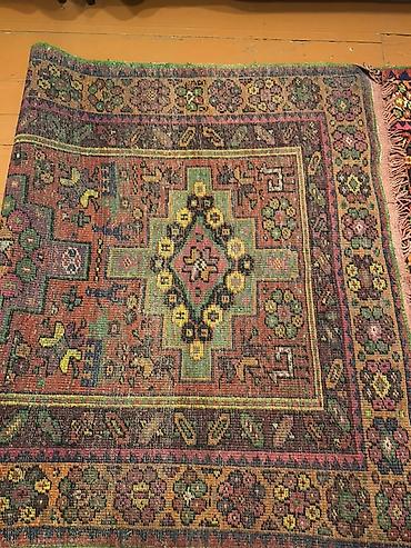 qedimi xalca alan: Qədimi üslublu əl toxuması xalça (uzun lövhə/ranner) - Material — 3