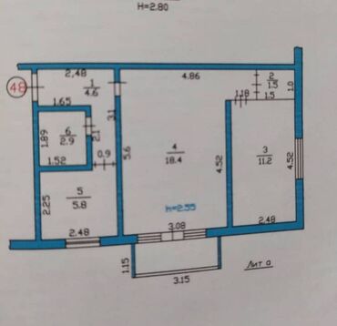 продается 3 комнатная квартира политех: 2 бөлмө, 43 кв. м, Хрущевка, 2 кабат, Евроремонт