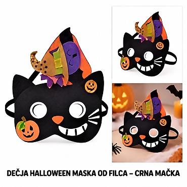KMT Halloween dečja maska od filca – crna mačka HW-003 Vesela dečja