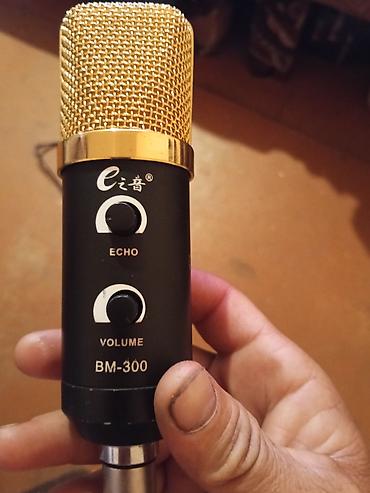 yaxa mikrofonu: BM-300 studiya tipli mikrofon - Qızılı metal tor başlıq və qara — 2