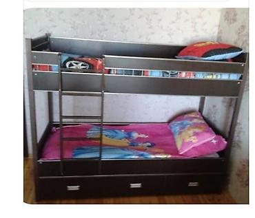 mebel ustu: İki mərtəbəli uşaq çarpayısı - Material: tünd rəngli MDF/laminat — 2