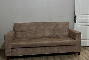 Üç nəfərlik divan – bej/qəhvəyi tonlarda - Material: yumşaq, süetə