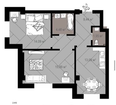 аренда квартир асанбай: 2 комнаты, 60 м², Элитка, 13 этаж, ПСО (под самоотделку)