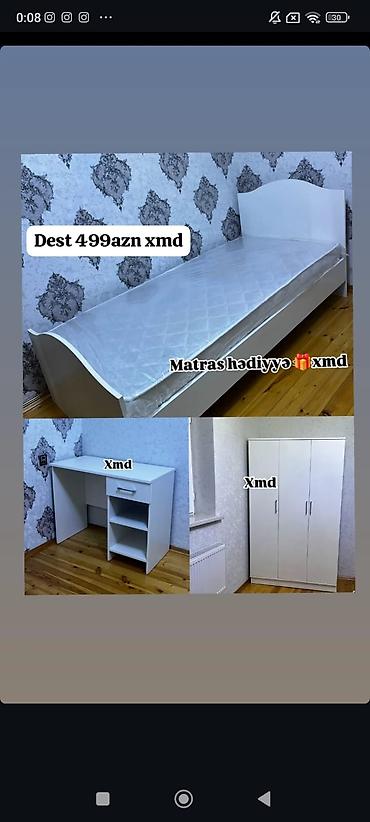 Masa və oturacaq dəstləri: Masa və 6 stul dəsti – Xmd • Komplekt: 1 yemək masası + 6 ədəd stul — 117