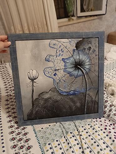 Əl işi tablo – abstrakt çiçək kompozisiyası - Texnika: akril boya