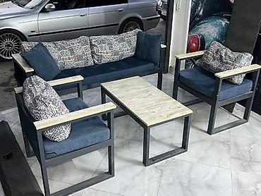 həsir stol stul: Salam. Kampletk işlənmiş oturacaq dəsti 2 oturacaq 1 divan 1 jurnalni — 1