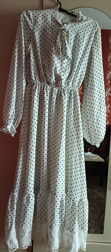 ağ don: Ağ əsaslı, qara xallı uzun don. - Model: böyük ölçülü xallı, maxi — 1