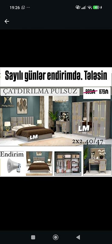 Yataq otağı dəsti – klassik-modern dizayn Dəst tərkibi: - Yumşaq
