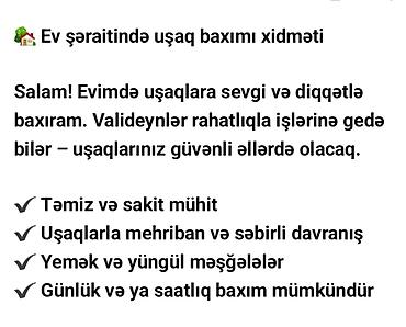dayə isleri: Ev şəraitində uşaq baxımı xidməti Salam! Evimdə uşaqlara sevgi və — 1