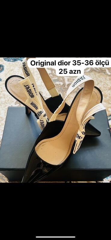 parçadan qadın mokasinlər: Dior, Ölçü: 35.5, rəng - Qara, İşlənmiş
