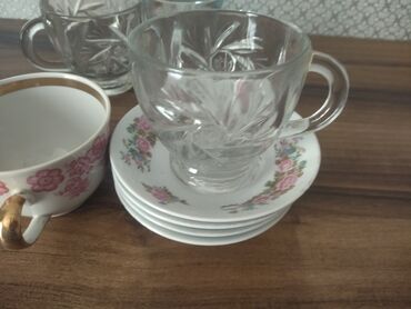 qedimi servis: Çay dəsti, rəng - Ağ, Şüşə, 1 nəfərlik