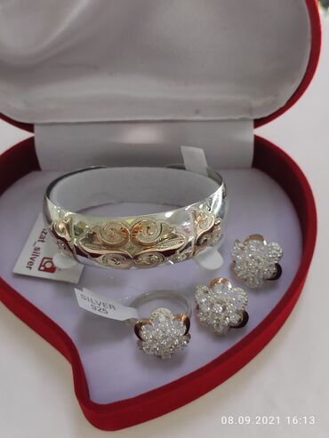 серьги и кольцо из серебра комплект: Смотрите какие красивые Наборы Набор+Браслет Серебро покрыто золотом