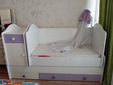 железная кровать односпальная: Oğlan və qız üçün, İşlənmiş, Çarpayı, Matras ilə, Siyirməli