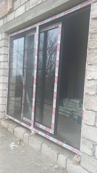 Plastik pəncərələr: Yeni İkiqat şüşə paketi Plastik pəncərə, Еni: 100 sm, Uzunluğu: 100 sm — 10