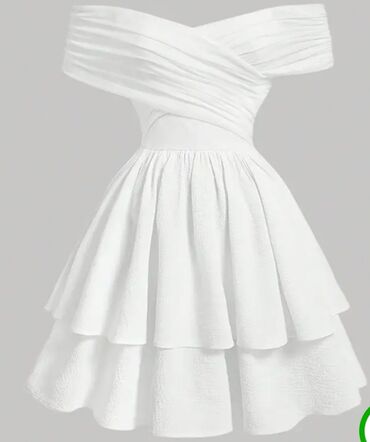 VAZ (LADA): Ağ rəngli zərif qısa don - Model: off-shoulder (çiyinlər açıq), üst