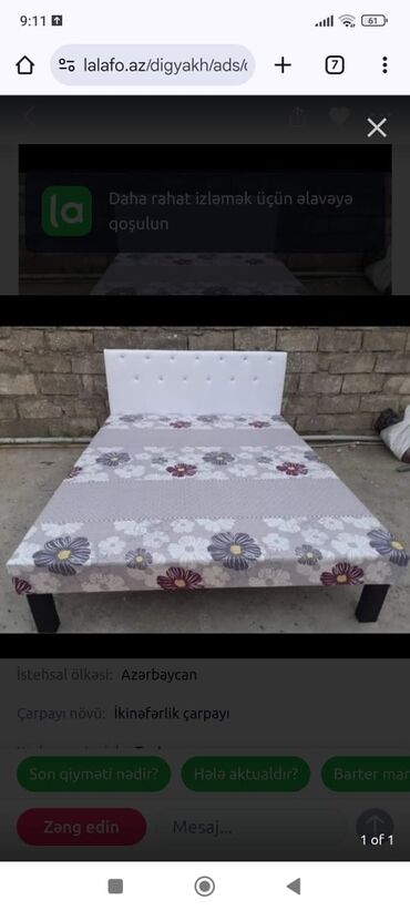 Çarpayılar: Yeni, Təknəfərlik çarpayı, Azərbaycan — 4