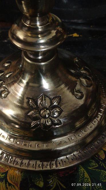qedimi piano: Antik üslubda kerosin lampası (şüşə baca ilə) - Material: metal gövdə — 5