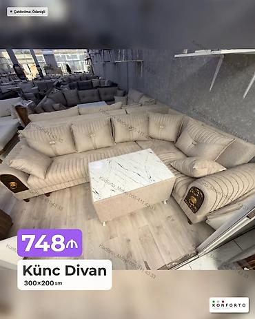 kunc divanları 2020: Künc divan – 300×200 sm - Rahat L formalı dizayn, geniş oturma sahəsi — 1