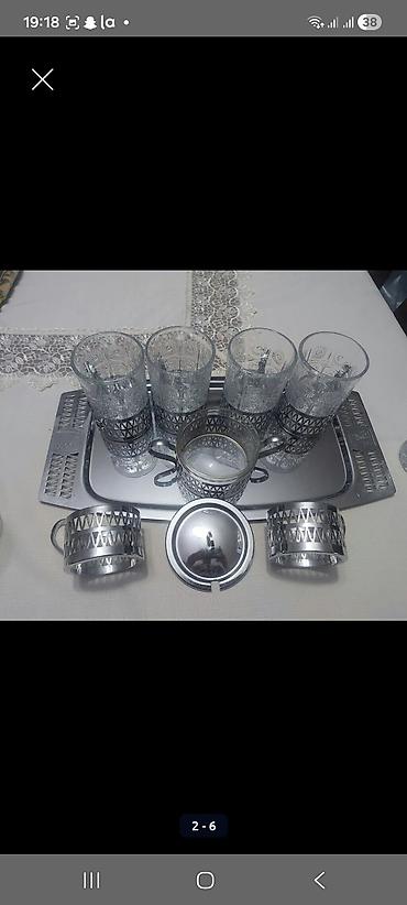 xrom caydan: Çay dəsti, rəng - Gümüşü, Şüşə — 2