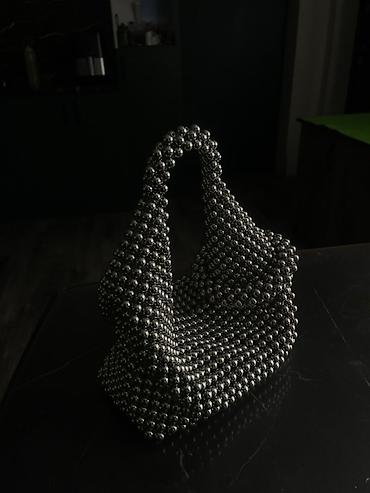 серебряные: Сумка из декоративных бусин ручной работы - Необычный дизайнерский — 2